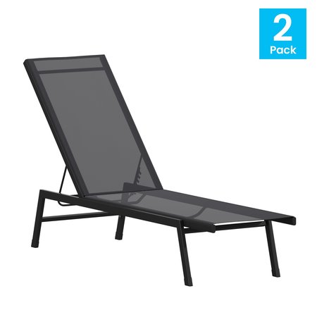 Flash Furniture Black/Black Adjustable Chaise Lounge JJ-LC326-BLK-BLK-GG